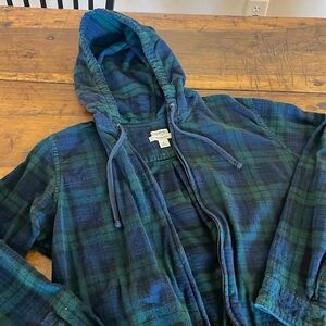 Full zip LL Bean Women’s flannel shirt with hood
